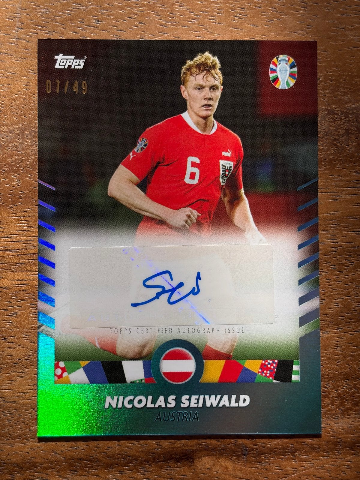 Nicolas Seiwald Topps Certified Autograph Issue 07/49, Ophalen of Verzenden, Zo goed als nieuw, Buitenlandse clubs, Spelerskaart