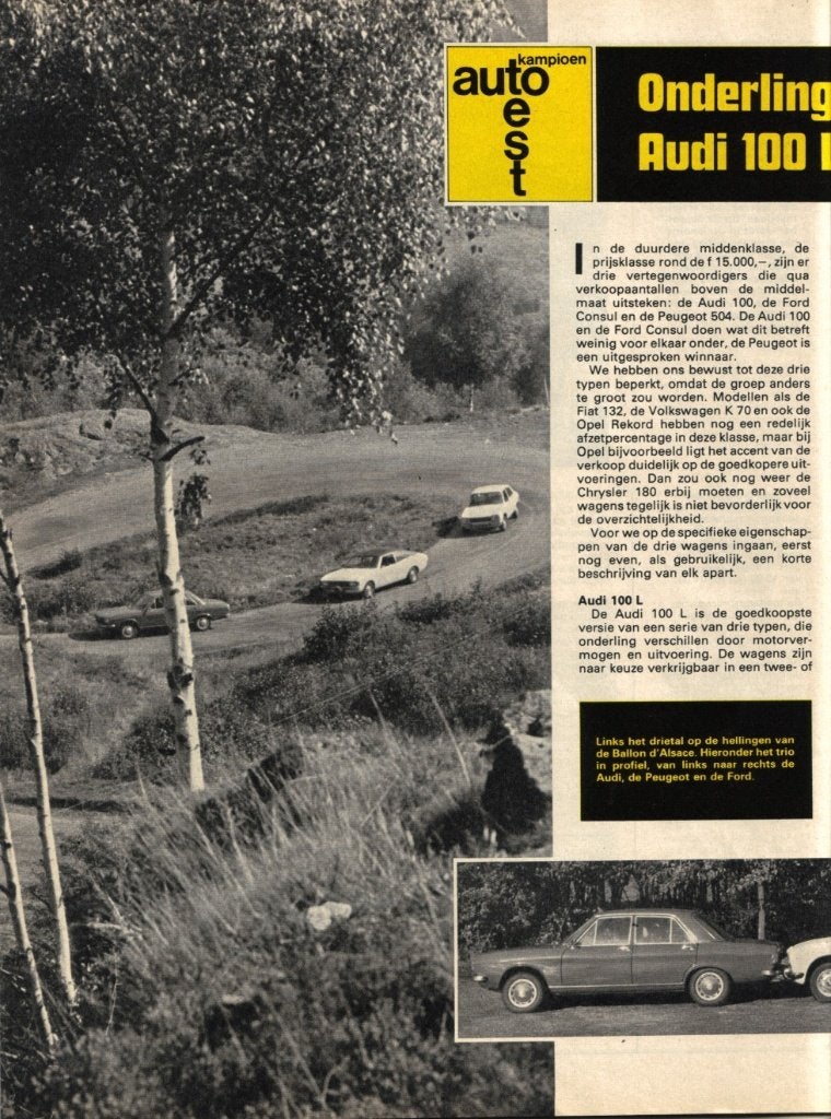 Autokampioen triotest Audi 100,Ford Consul Peugeot 504 1973, Boeken, Ophalen of Verzenden, Gelezen, Ford