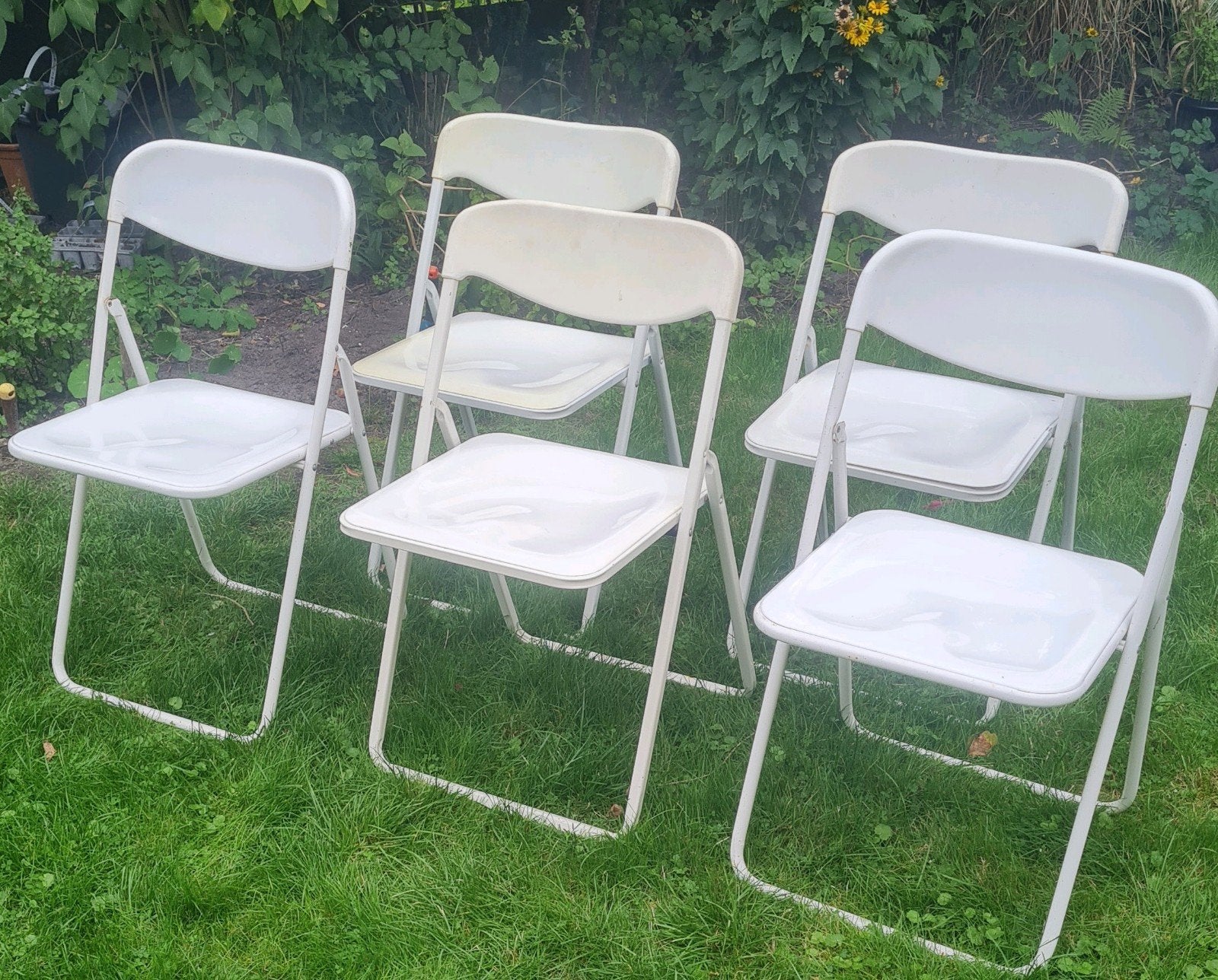 Set van 5 witte klapstoelen, Huis en Inrichting, Ophalen, Praktisch, Opvouwbaar, Wit, Kunststof