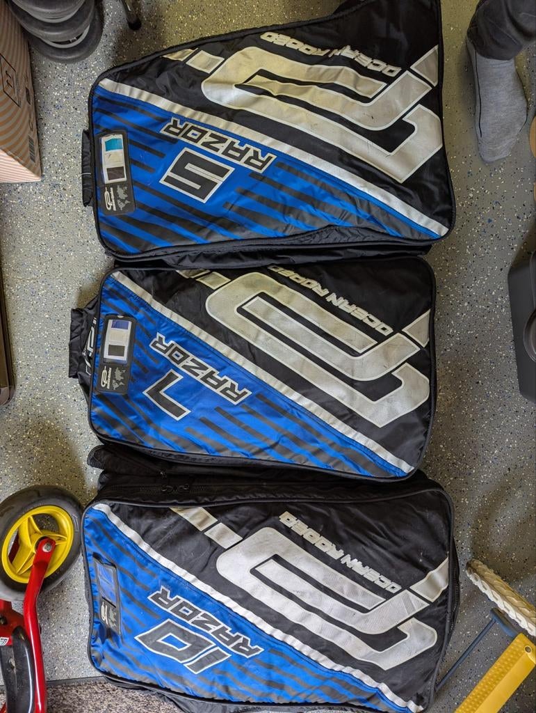 Ocean Rodeo Razor Kitesurf Kites (5m, 7m, 10m) + Bar + Pomp, Watersport en Boten, Kitesurfen, Geen board, Ophalen, 10 m²