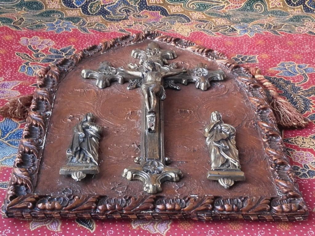 Moi antieke hanger uit Frankrijk met kruisbeeld 38,5 cm., Ophalen of Verzenden
