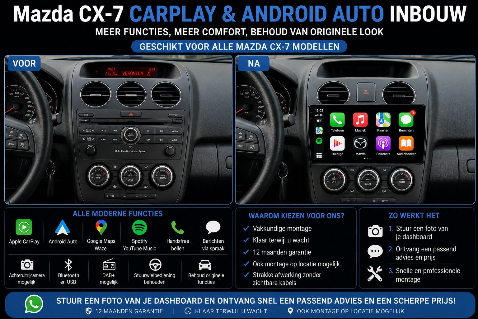 Mazda CX-7 CarPlay & Android Auto Inbouw, Ophalen, Nieuw