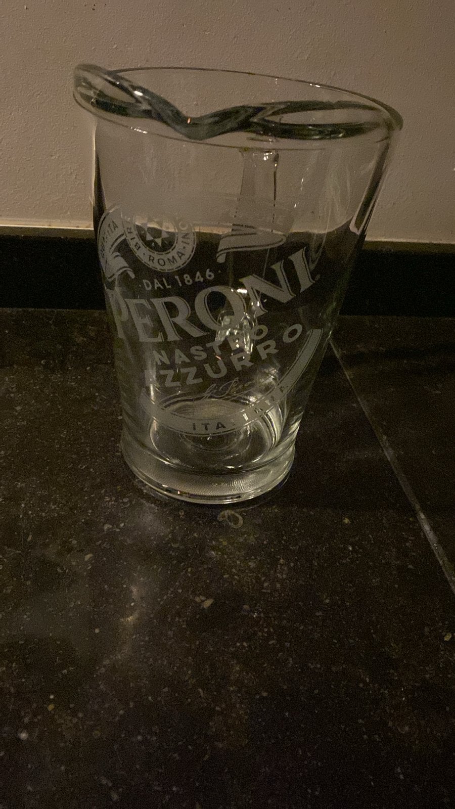 Peroni Nastro Azzurro glazen kan Bierkoeler/IJsblokjeshouder, Flessenkoeler, Glas, Ophalen of Verzenden, Zo goed als nieuw