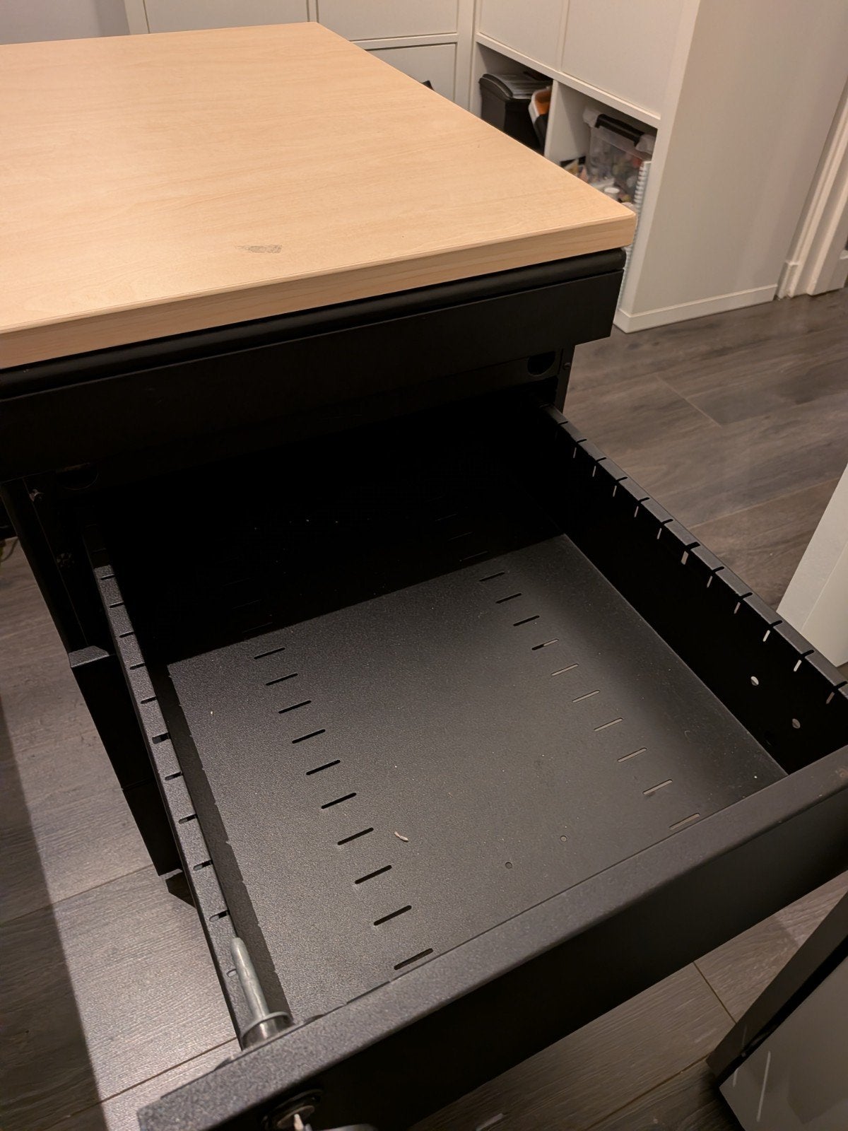 Bureau kast zwart met hout, Huis en Inrichting, Ophalen, Minder dan 50 cm, Minder dan 100 cm, Metaal