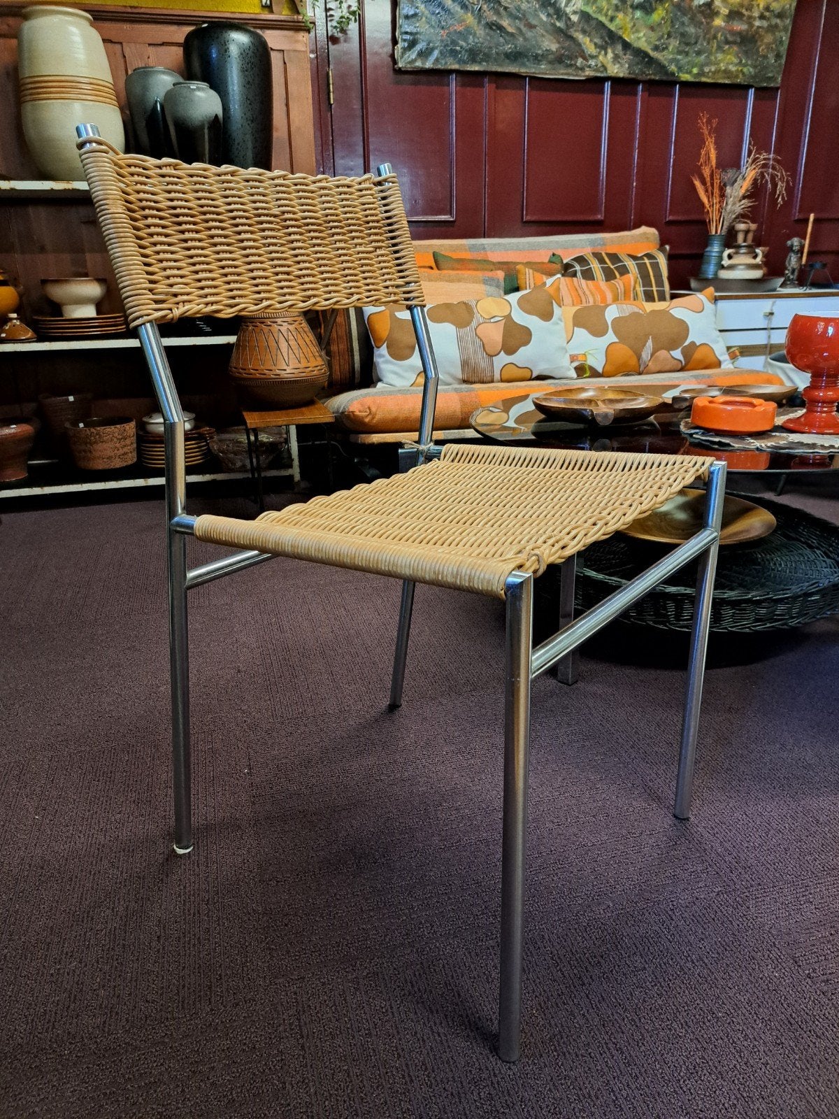 Vintage rotan stoelen Martin visser 2x, Huis en Inrichting, Stoelen, Ophalen, Gebruikt, Overige kleuren, Vintage, Retro, Bohemian