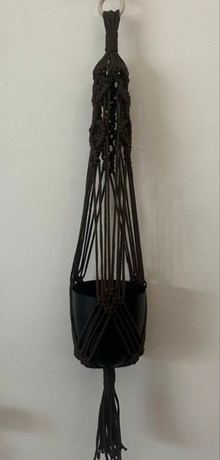Macramé plantenhanger met pot, Ophalen of Verzenden, Nieuw, Bruin
