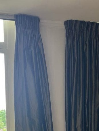 3 paar zeer luxe gevoerde en gemolteneerde gordijnen.💎, Huis en Inrichting, Ophalen, Zo goed als nieuw, Groen