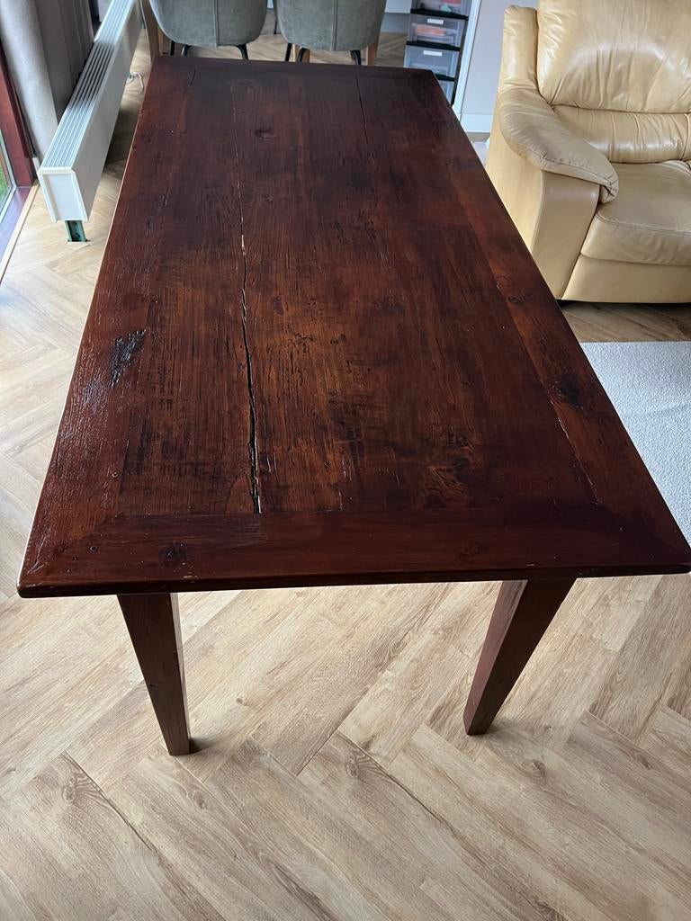 NU VERLAAGD – Massief Djati teak tafel 190x85 cm met lades, Huis en Inrichting, Tafels | Eettafels, Ophalen, Gebruikt, 150 tot 200 cm