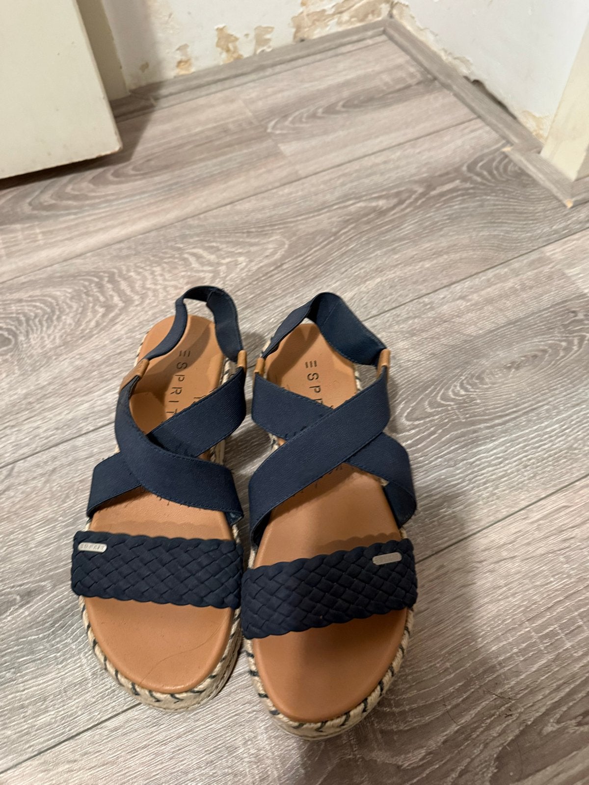 Esprit donkerblauwe sandalen maat 39, Ophalen of Verzenden, Gedragen, Blauw, Sandalen of Muiltjes