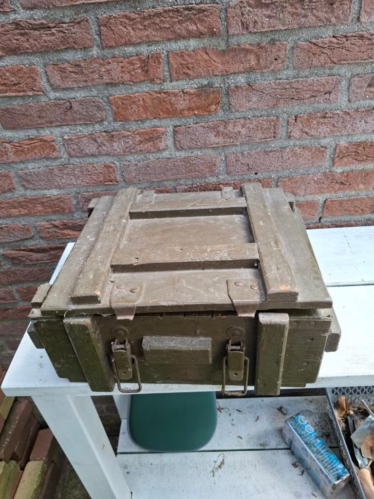 Houten munitiekist - Vintage militaire opslagkist, Ophalen of Verzenden