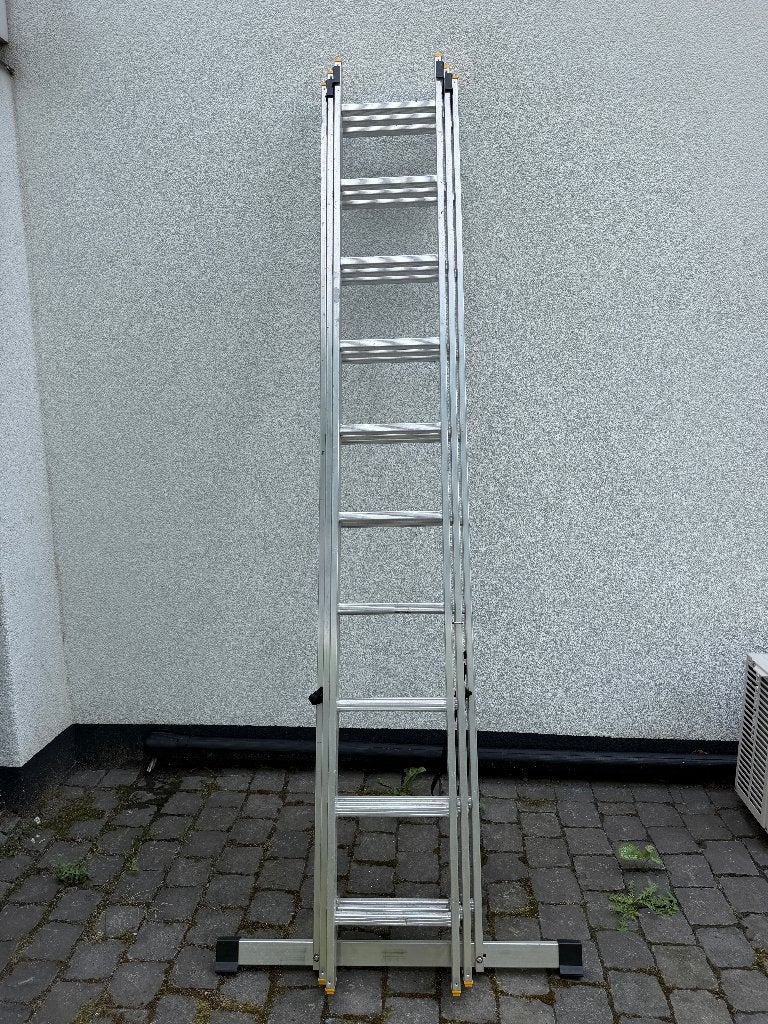 3-delige aluminium ladder 3x10 treden PRO, Ophalen, Zo goed als nieuw, Ladder, Opvouwbaar of Inschuifbaar