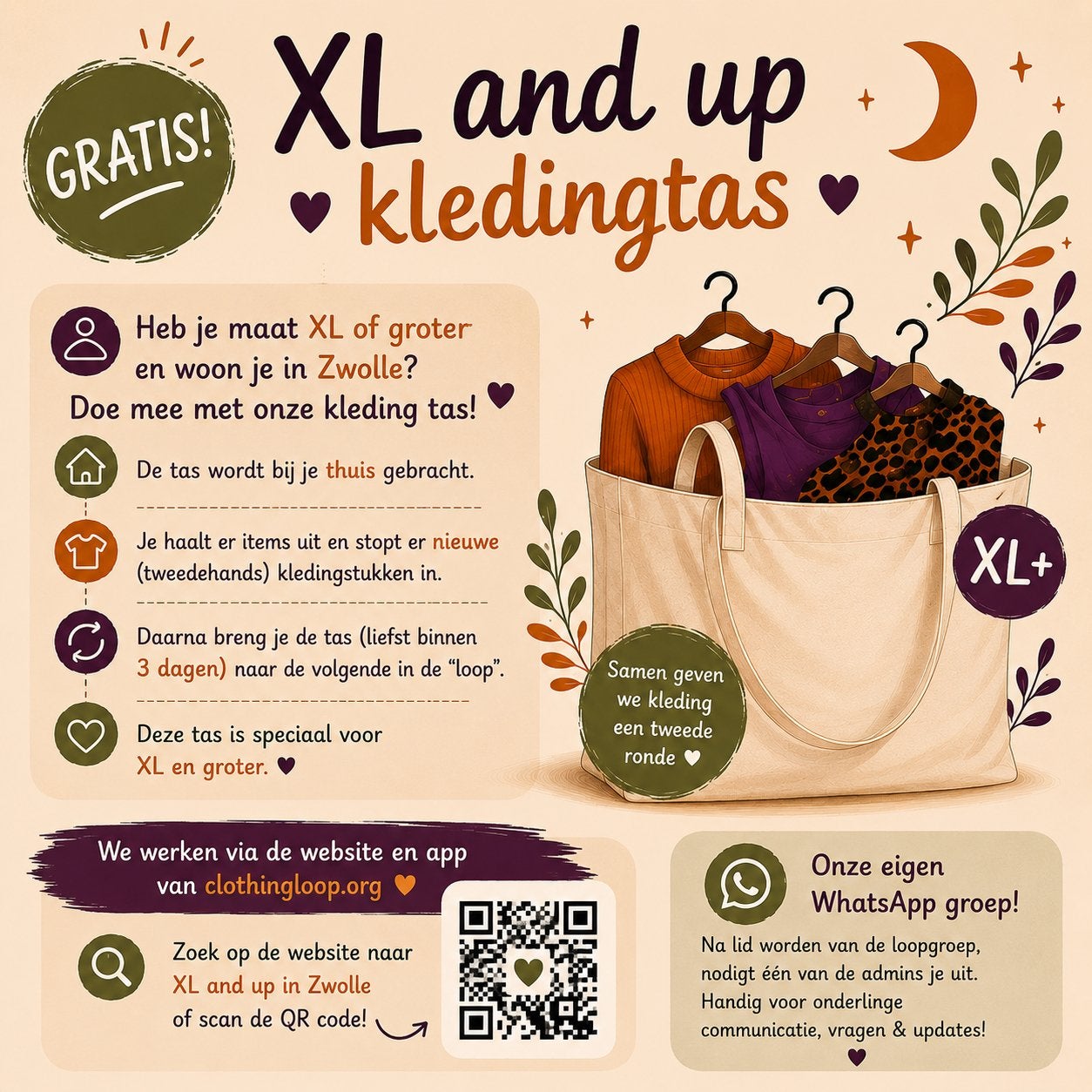 Gratis XL en grotere maten kledingtas - Clothingloop Zwolle, Kleding | Dames, Grote Maten, Ophalen of Verzenden, Gedragen, Overige typen