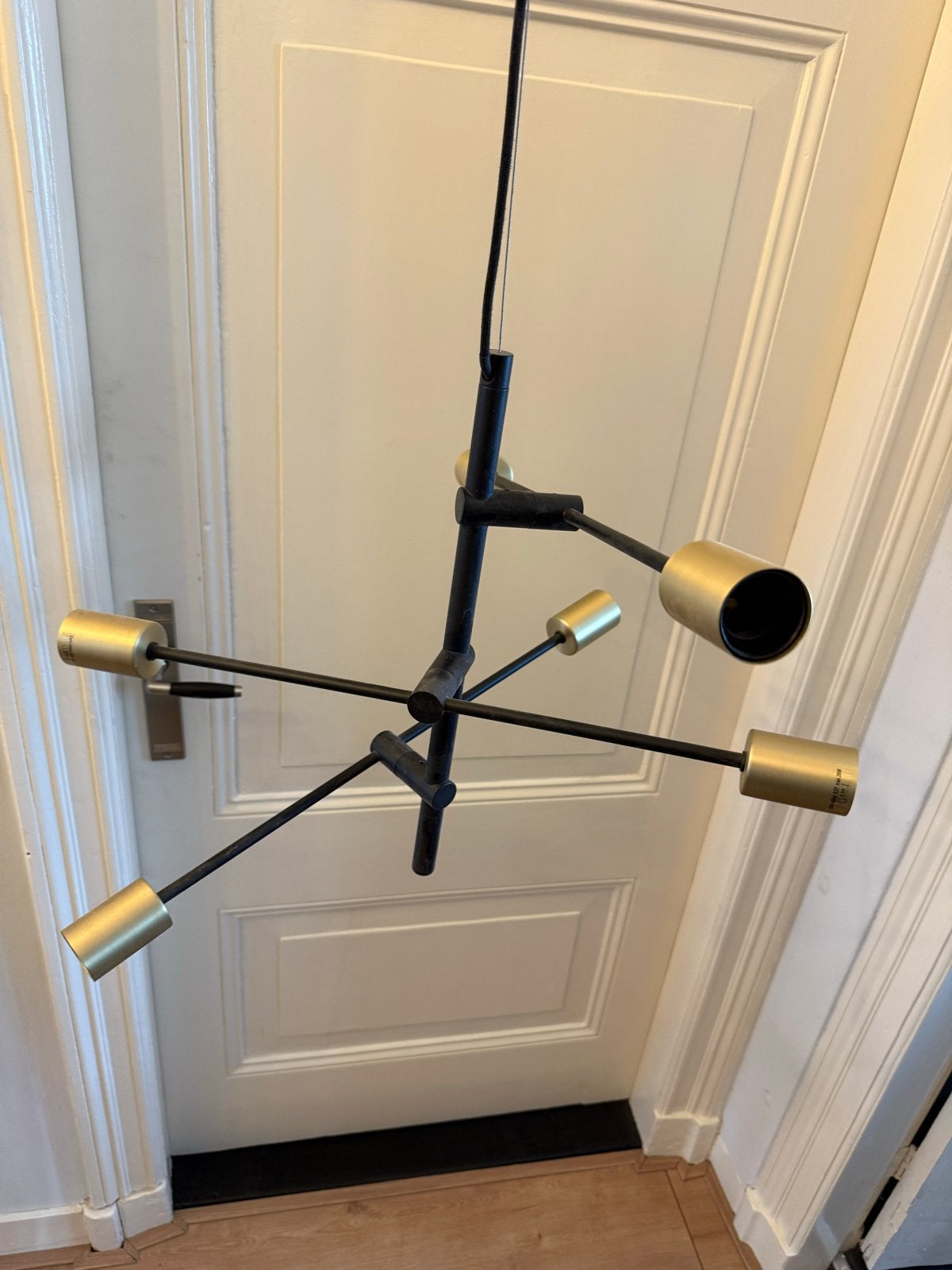 Moderne Sputnik Stijl Plafondlamp Zwart Goud, Ophalen, Gebruikt, Metaal, Minder dan 50 cm