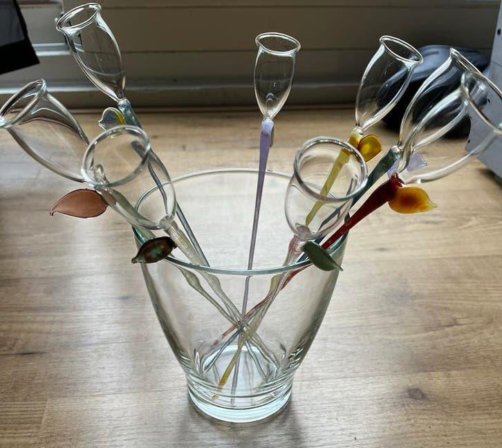 8 Oostenrijkse hand gemaakte, mond geblazen schnaps glazen, Ophalen, Zo goed als nieuw