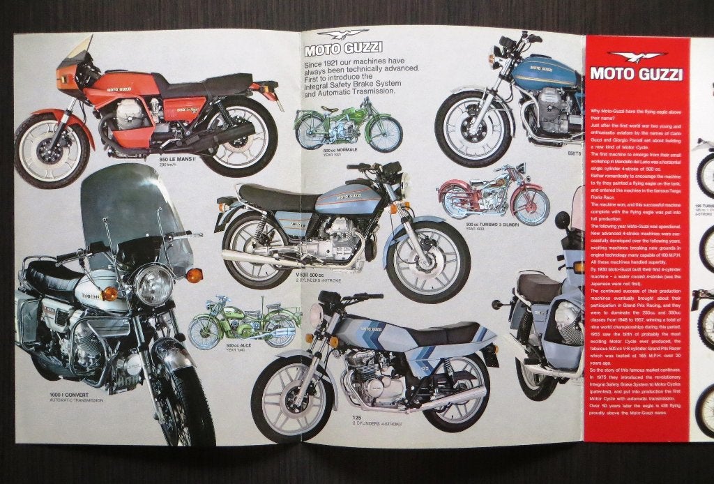 Folder Moto Guzzi modellen circa 1982 - 8 blz (Engels), Verzenden, Moto Guzzi