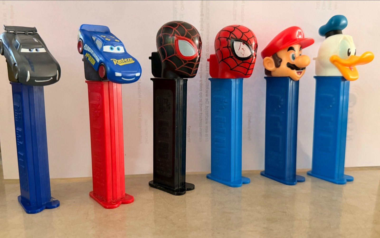 Pez Snoep Dispensers: Cars, Spiderman, Mario & Donald Duck, Ophalen of Verzenden, Gebruikt
