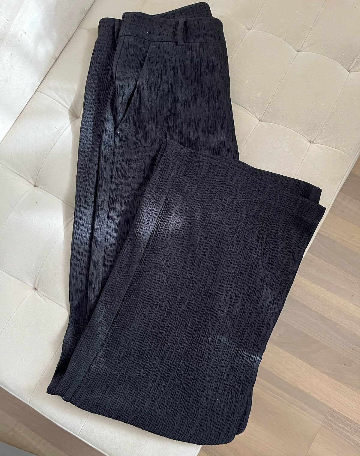 ️My Jewellery L donkerzwarte broek met wijde pijpen zgan, Zwart, Maat 42/44 (L), Ophalen of Verzenden, Zo goed als nieuw