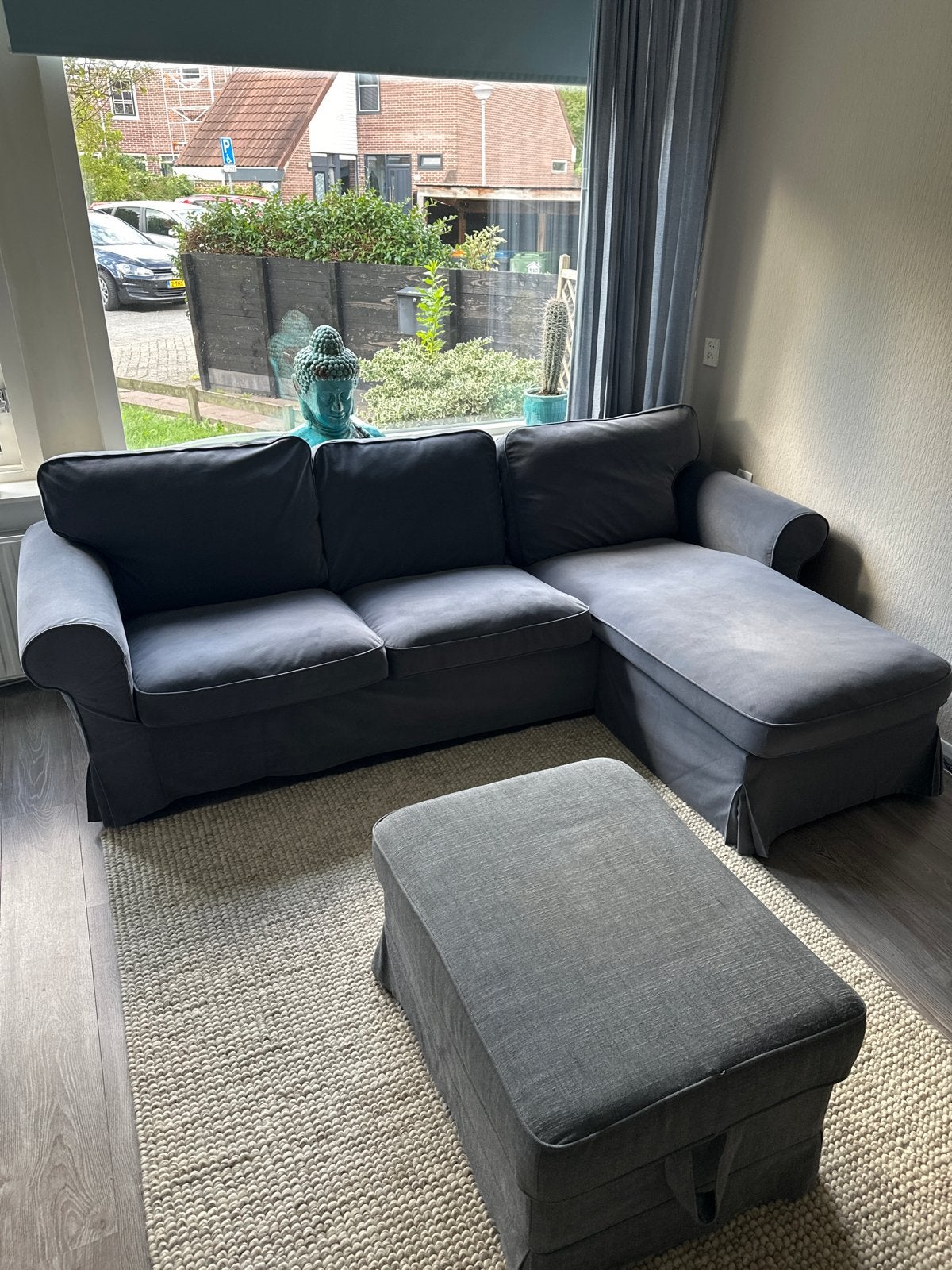 IKEA Ektorp 3-zitsbank met chaise longue, grijs, Huis en Inrichting, Ophalen, Gebruikt, Hoekbank, Driepersoons