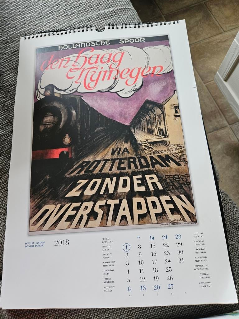 Hollandsche spoor de haag / nijmegen kalender plaat, Ophalen of Verzenden, Trein