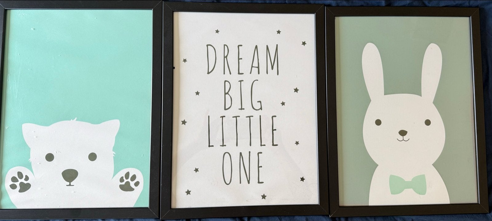 Set van 3 babykamer/kinderkamer prints: beer, konijn, tekst, Ophalen, Minder dan 50 cm, 5 – 50, Print