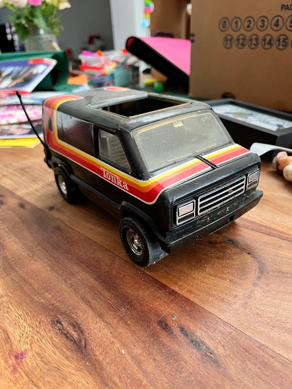 Vintage Tonka Custom Van Jaren '70 - Zwart, Kinderen en Baby's, Ophalen of Verzenden, Gebruikt