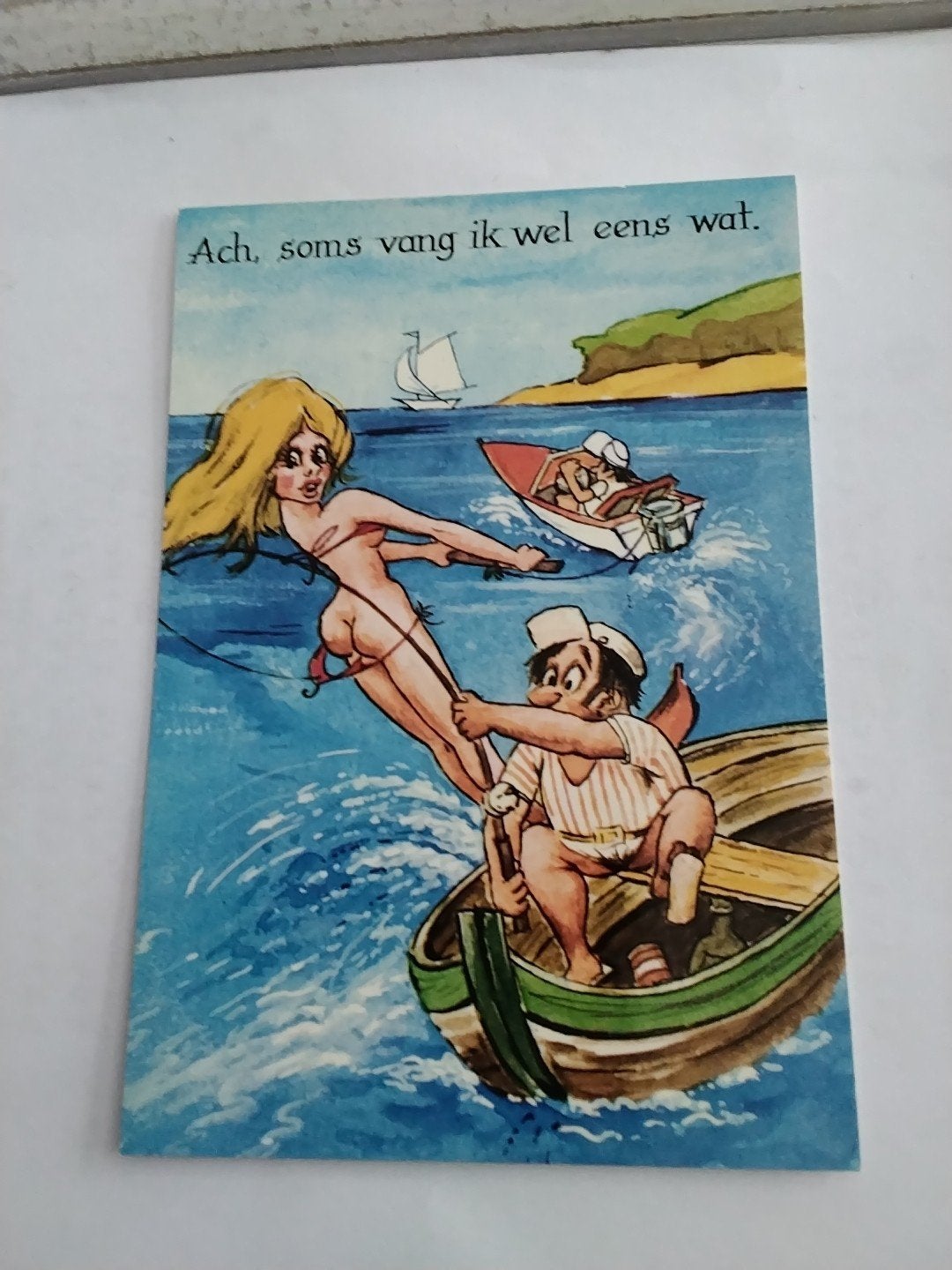 Vintage Ansichtkaart: Ach, soms vang ik wel eens wat., Ophalen of Verzenden, 1960 tot 1980, Ongelopen