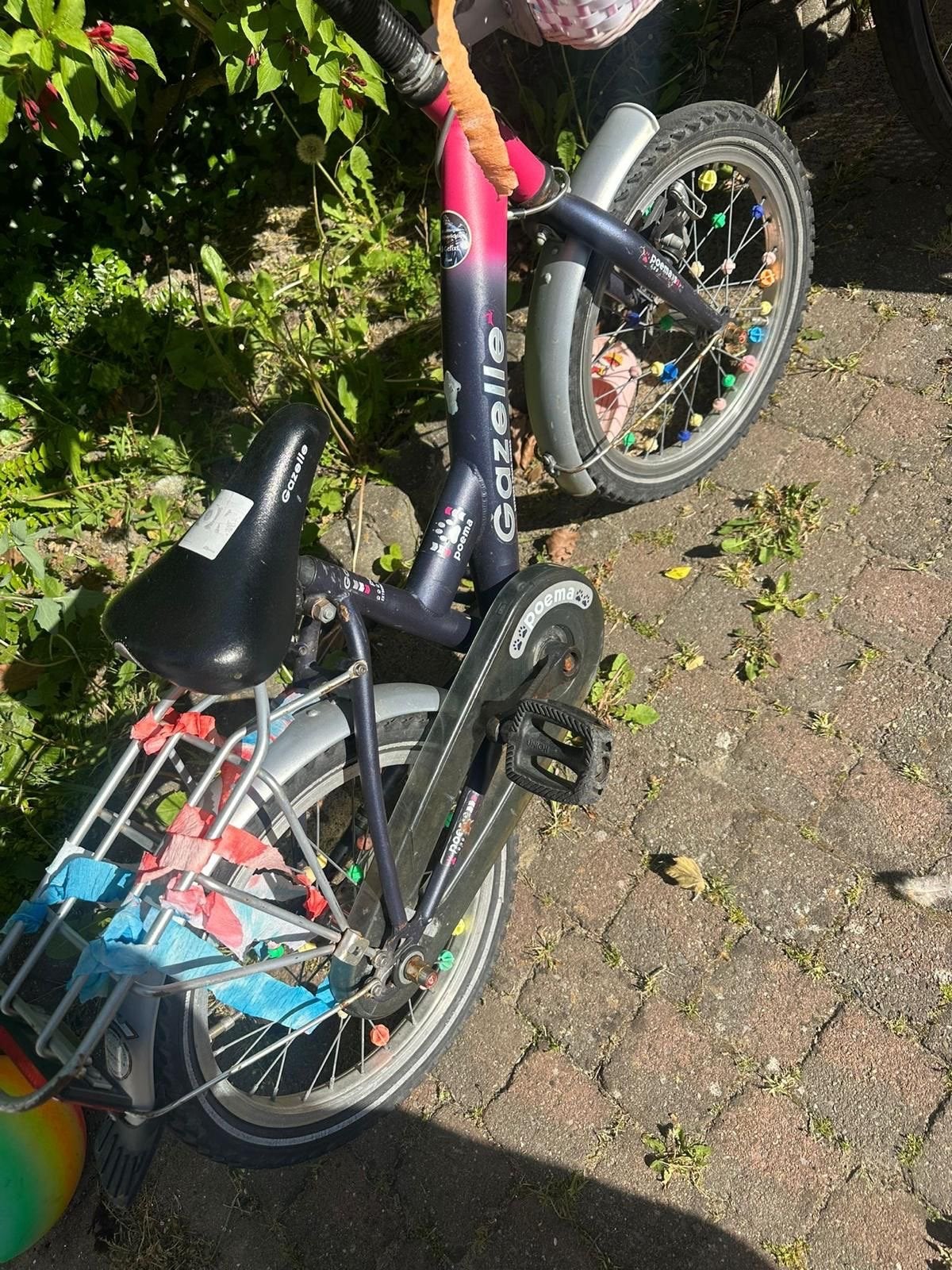 Gazelle kinderfiets met mandje en bagagedrager, Ophalen, Gebruikt, Terugtraprem, 16 tot 20 inch