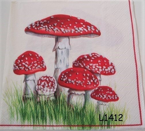 Servetten decoupage/bullet journal * paddestoelen L1412, Verzenden, Nieuw
