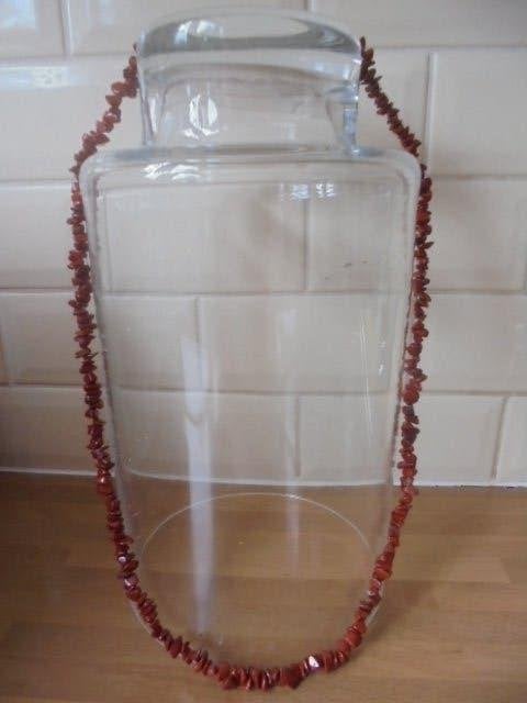 Lange Ketting rode  jaspis edelsteen, Sieraden, Tassen en Uiterlijk, Ophalen of Verzenden, Zo goed als nieuw, Steen of Mineraal
