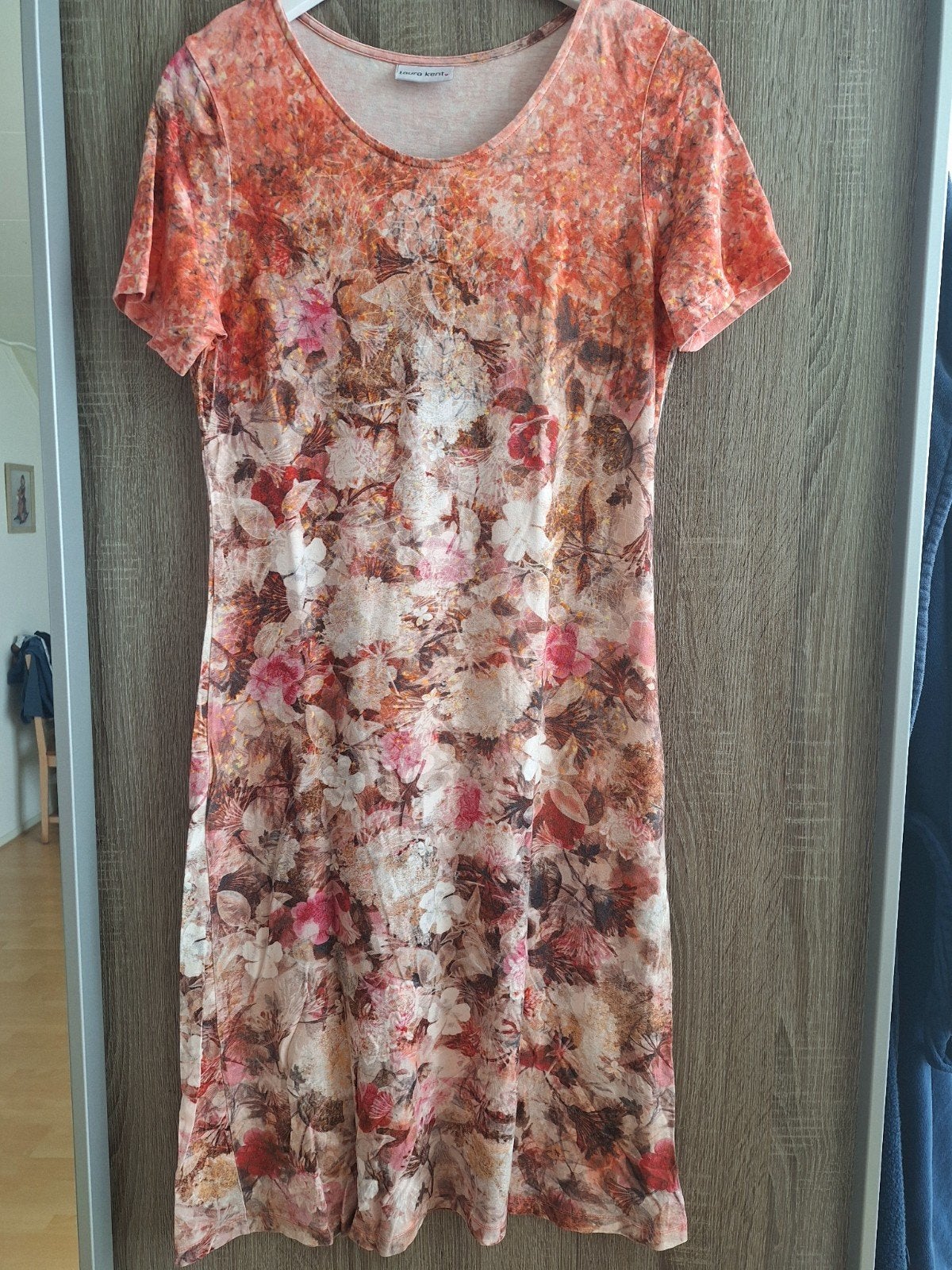 Lauren Kent Viscose zomerjurk met bloemen, koraal zalmroze, Kleding | Dames, Jurken, Maat 38/40 (M), Lauren Kent, Ophalen of Verzenden