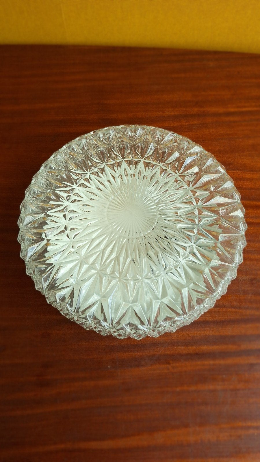 vintage plafondlamp, glas lamp, reliëf glas, plafonnière, Gebruikt, Vintage, Ophalen of Verzenden, Nvt