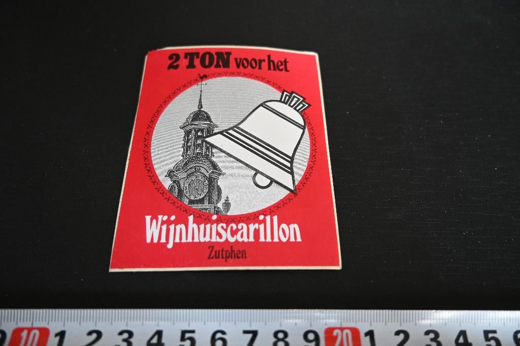 sticker Zutphem 2 TON voor het Wijnhuiscarillon, Verzamelen, Ophalen, Zo goed als nieuw
