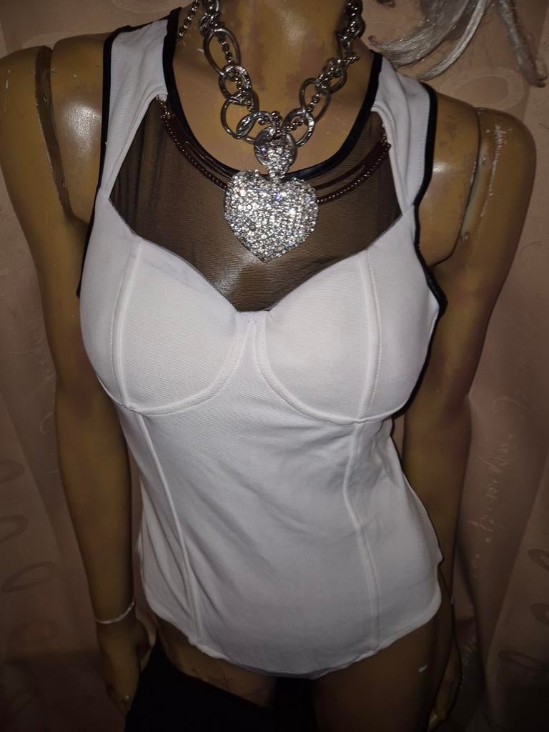 body top met zwarte mesh details nieuwe in vogue maat M, Maat 38/40 (M), In vogue, Overige kleuren, Nieuw