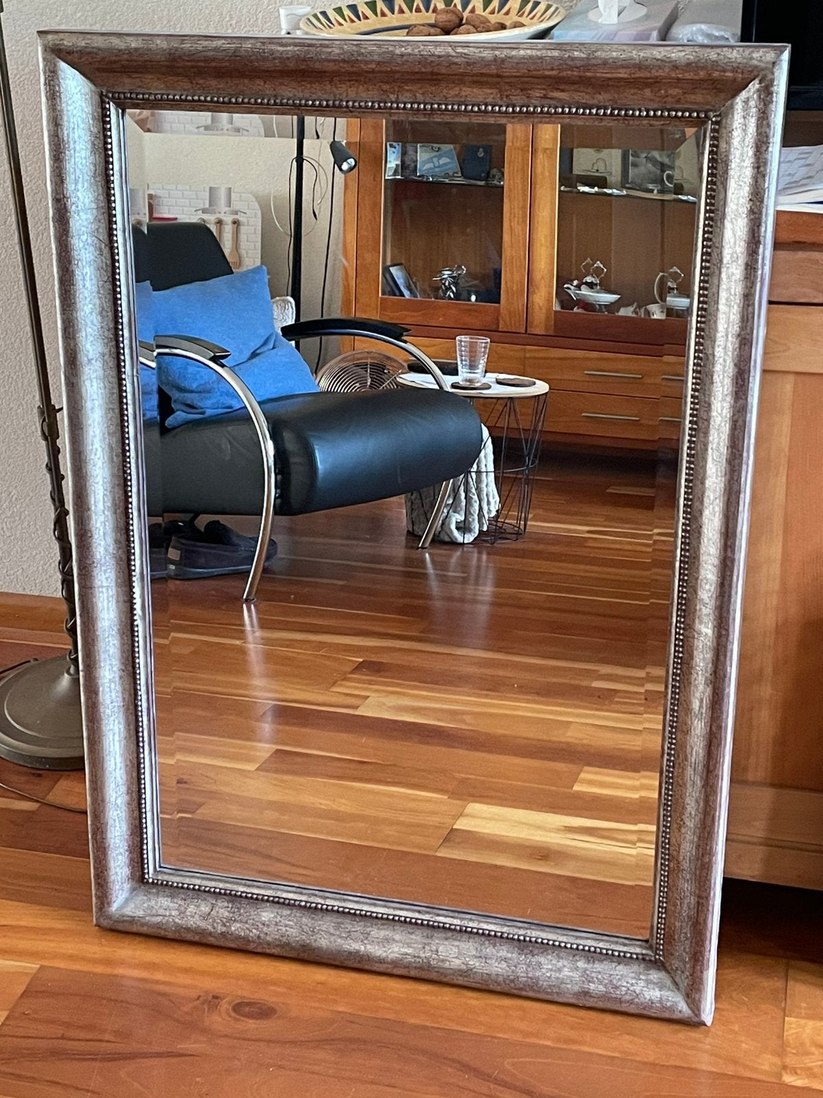 Spiegel 90x60 mooie lijst, gefacetteerd glas., Huis en Inrichting, Woonaccessoires | Spiegels, Ophalen, Gebruikt, Minder dan 100 cm