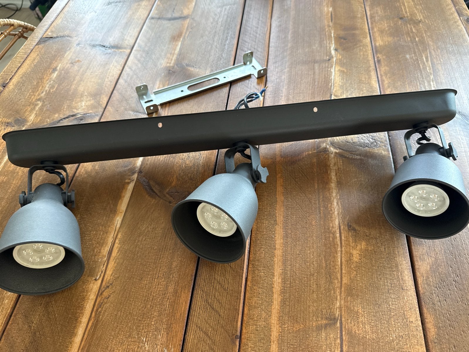 IKEA Plafondspot Hektar met 3 LED-spots, grijs, Ophalen, Gebruikt, GU10, LED