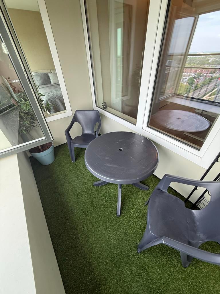 Compacte kunststof tuinset - 2 stoelen en tafel, Kunststof, Gebruikt, Stoel, Tuinset