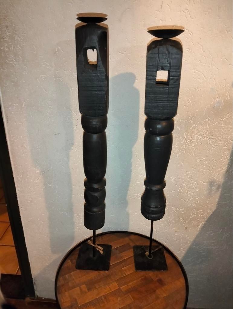 2 Grote balusters baluster kandelaars kandelaren brocante, Ophalen of Verzenden