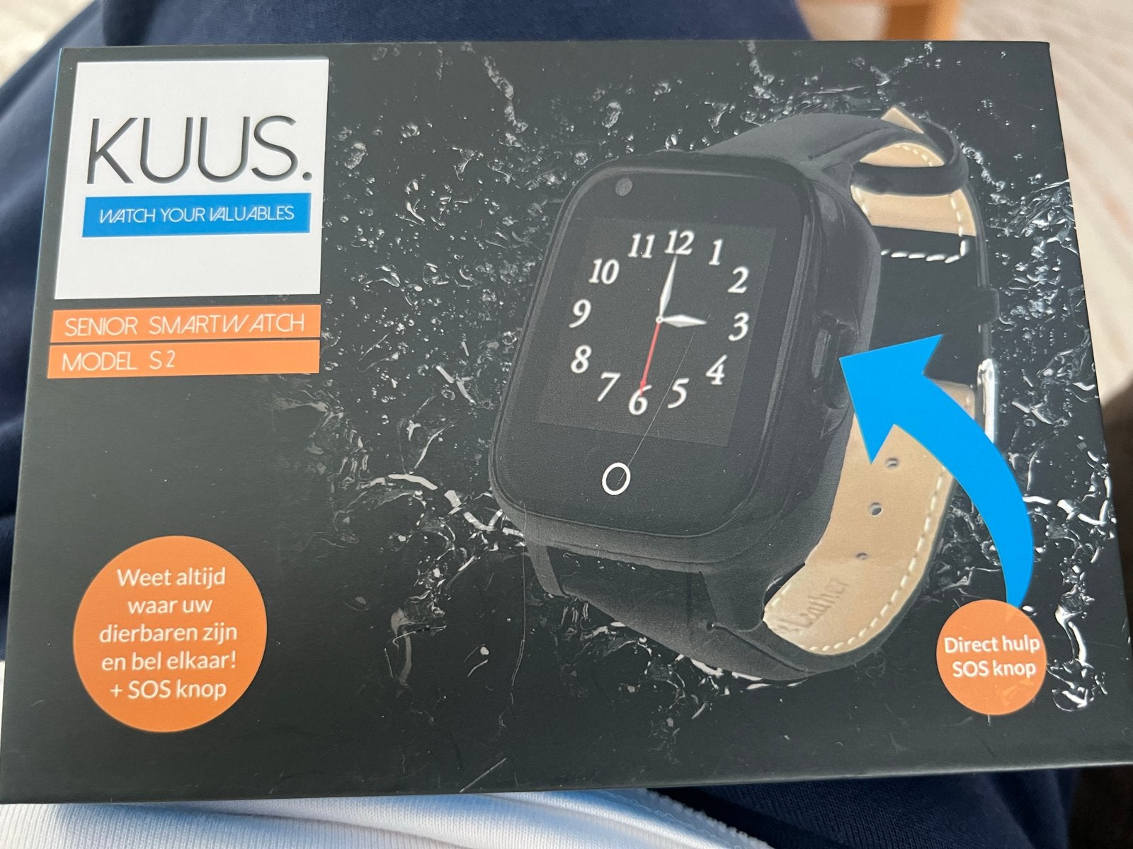 Kuus Senioren Smartwatch S2 met GPS en SOS-knop - Nieuw, Zwart, Nieuw, Ophalen of Verzenden, Waterdicht
