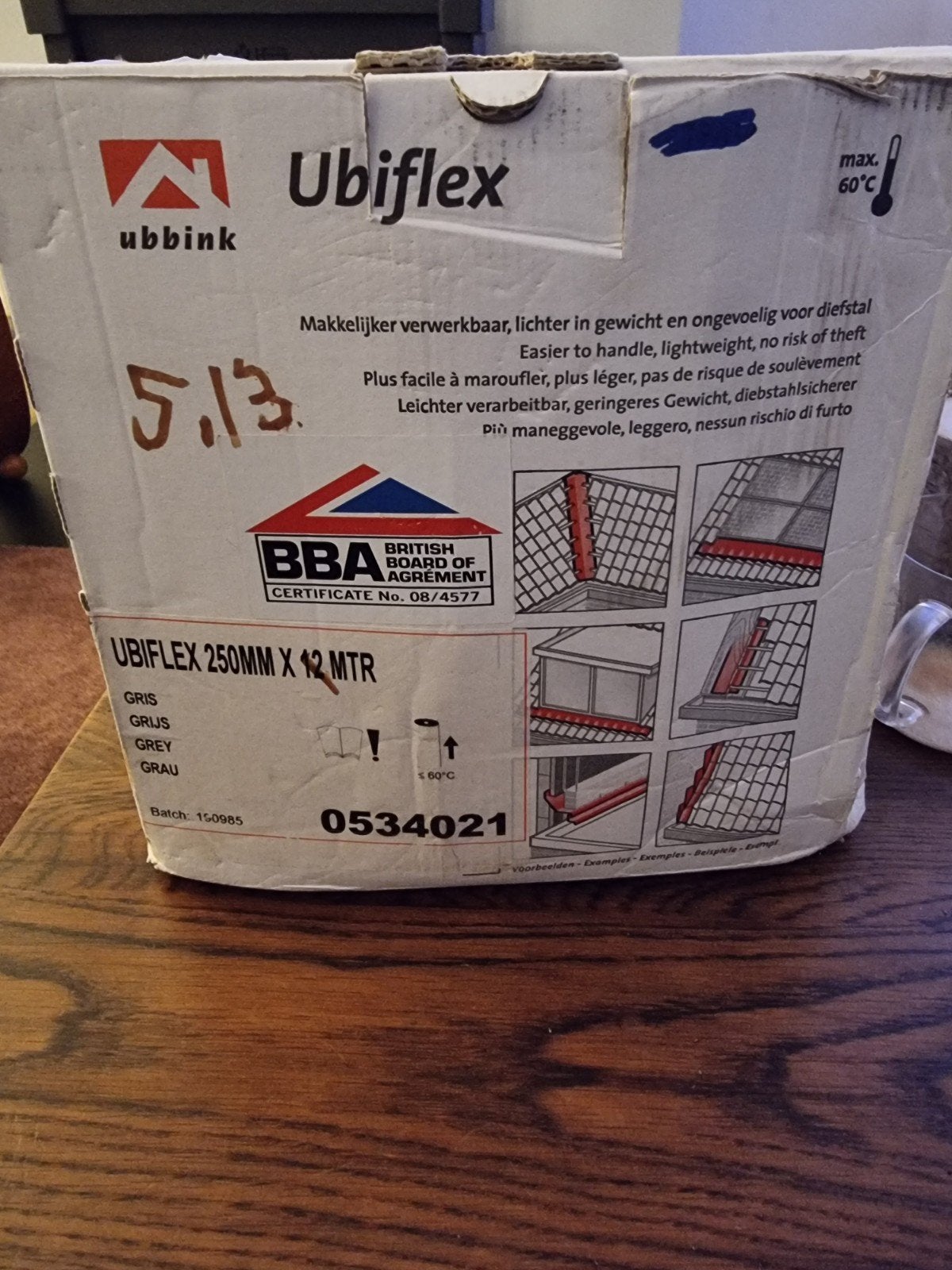 Ubbink Ubiflex Loodvervanger 250mm reststuk 5,13m, Overige typen, Nieuw, Ophalen of Verzenden, Minder dan 5 m²