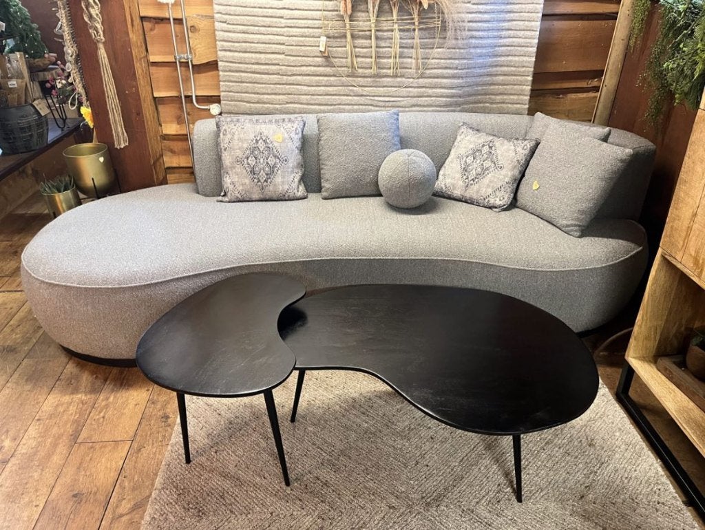 Salontafel Set Zwart mangohout Niervorm  NIEUW IN DOOS, 50 tot 100 cm, Nieuw, Overige vormen, Minder dan 50 cm
