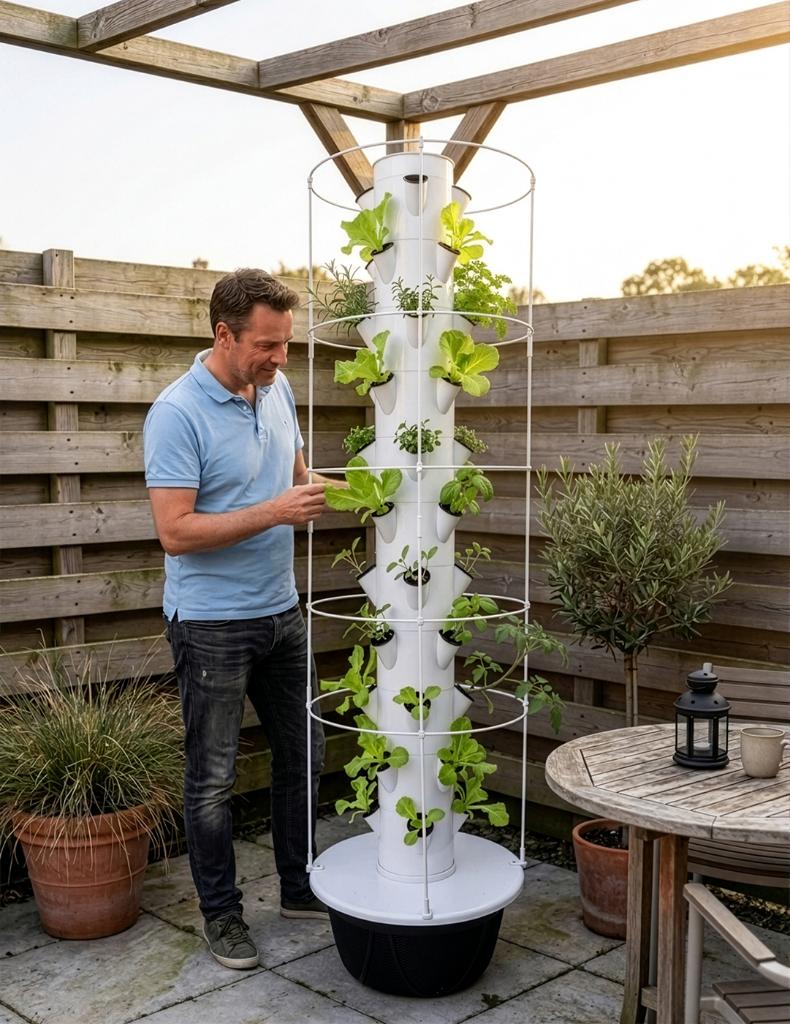 Lumegro Hydrocultuur kweek toren 11 etages 44 planten, Kunststof, Verzenden, Minder dan 60 cm, Rond