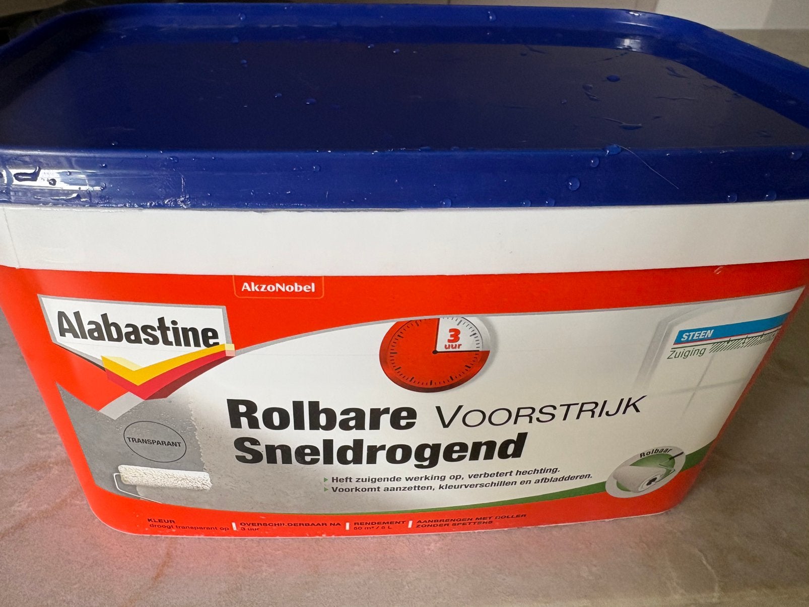 Alabastine rolbare sneldrogende voorstrijk, Ophalen, Zo goed als nieuw, Wit