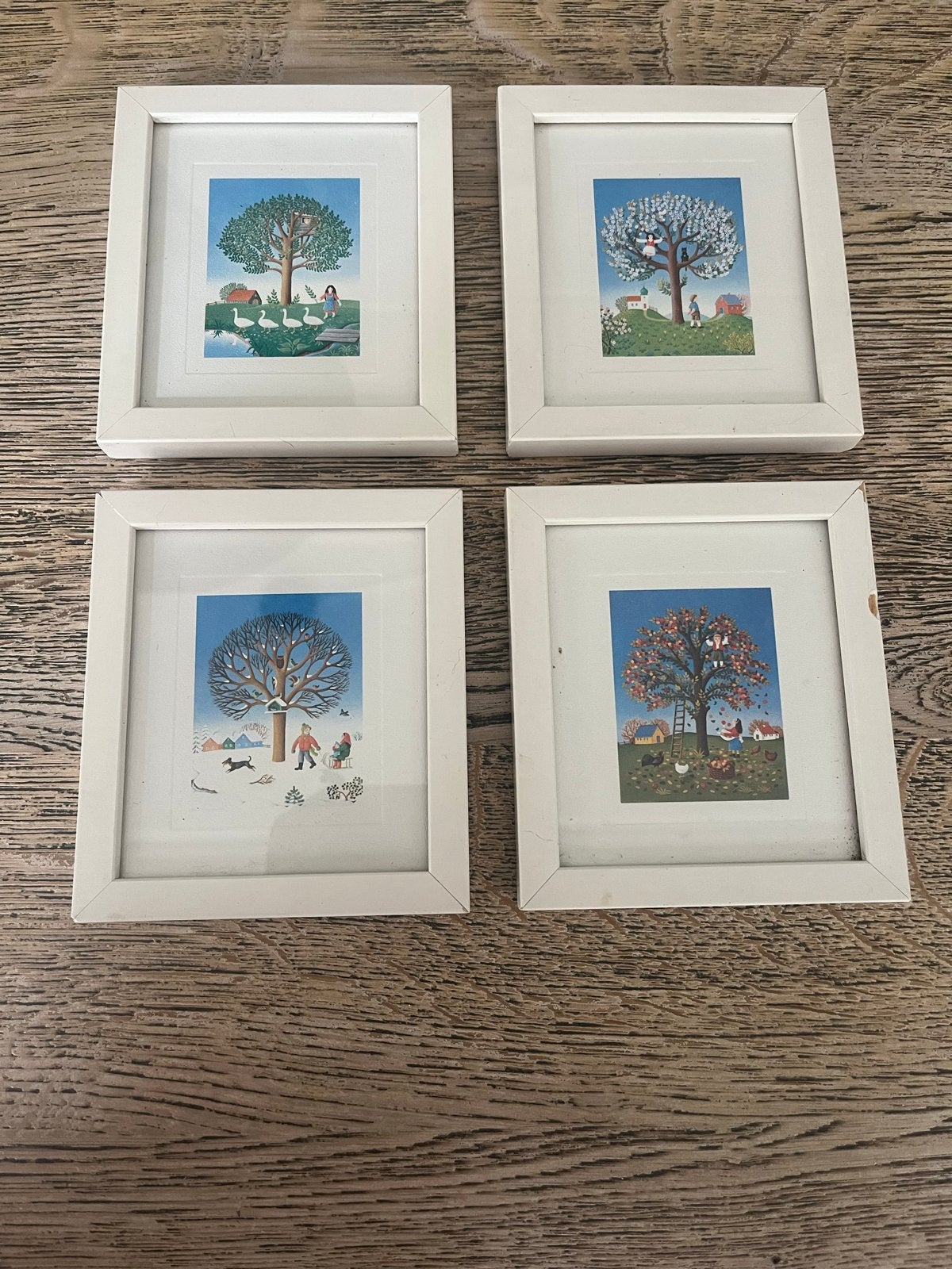 Set van 4 ingelijste seizoensprints van Kunsthandel Gerritse, Minder dan 50 cm, Gebruikt, Oorspronkelijke maker, Ophalen of Verzenden