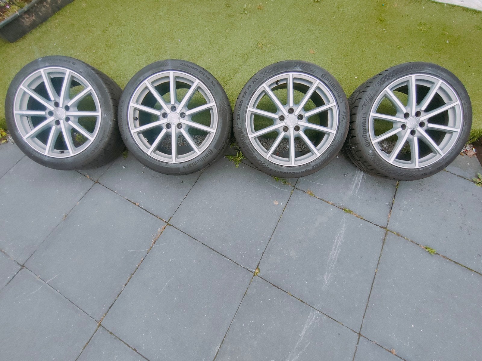 Audi 19 inch velgen met Continental SportContact banden, Auto-onderdelen, Banden en Velgen, Gebruikt, 255 mm, Banden en Velgen
