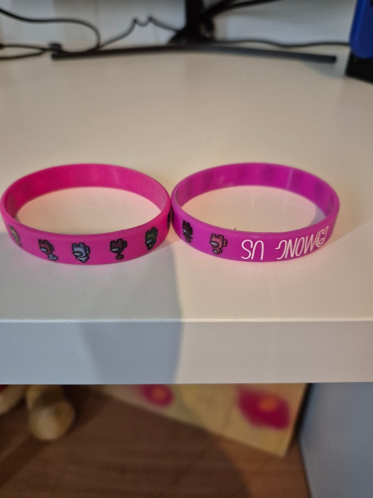 Among Us Armbandjes - Roze Siliconen Set, Sieraden, Tassen en Uiterlijk, Ophalen of Verzenden, Gebruikt, Roze, Overige materialen