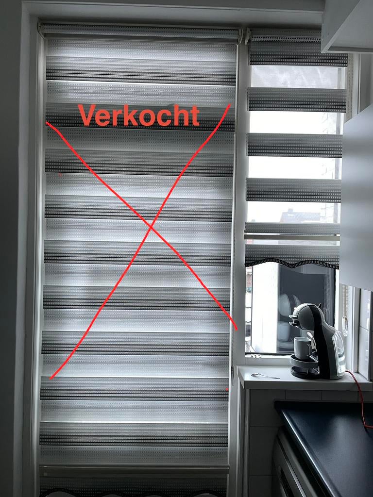 Stijlvol Rolgordijn - Grijs/Zwart Gestreept, Minder dan 50 cm, Gebruikt, Ophalen of Verzenden, Grijs