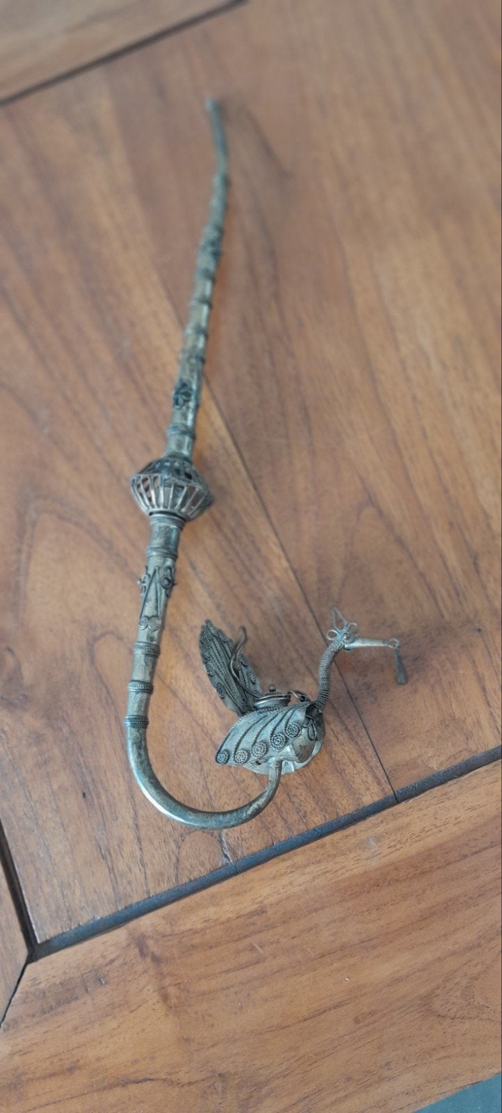 Antieke Chinese Opium Pijp met Kraanvogel Decoratie, Ophalen of Verzenden