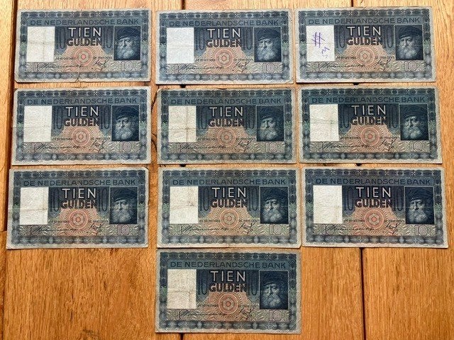 10 x 10 gulden Grijsaard, Ophalen, 10 gulden, Setje