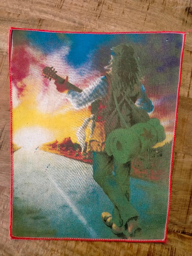 Hippie gitaar ondergaande zon vintage muziek backpatch patch, Ophalen of Verzenden, Gebruikt, Kleding