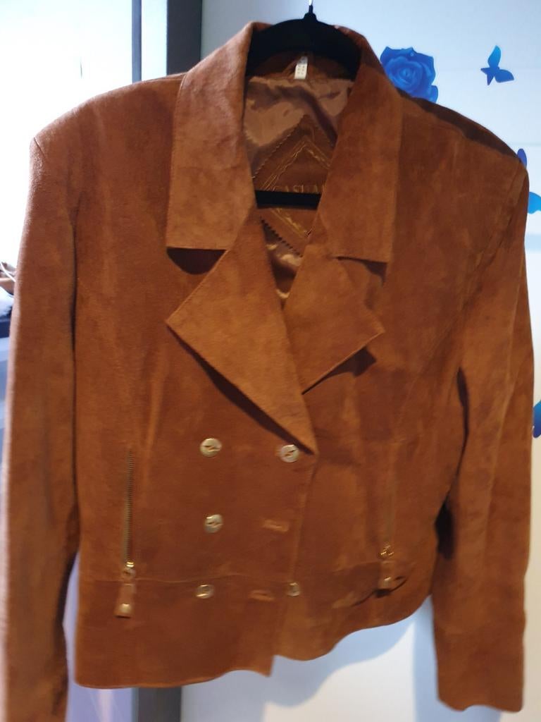 Mooie suède jas, Ophalen of Verzenden, Zo goed als nieuw, Maat 42/44 (L), Beige